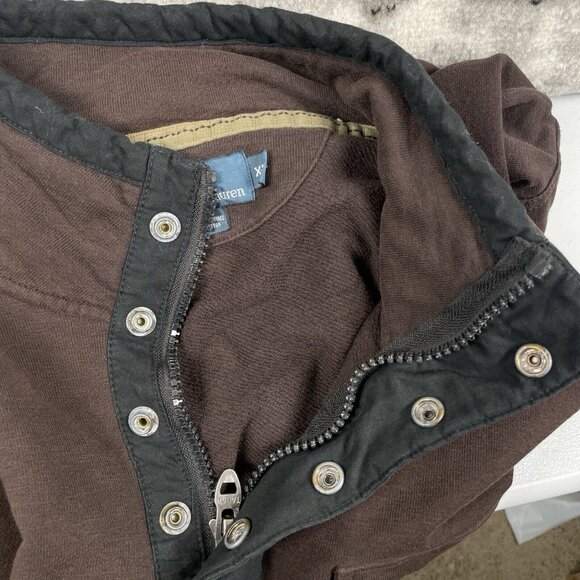 Vintage Polo Ralph Lauren Sweater Mens Size Extra Large Brown Cotton‎ Snap/Zip - Picture 3 of 11